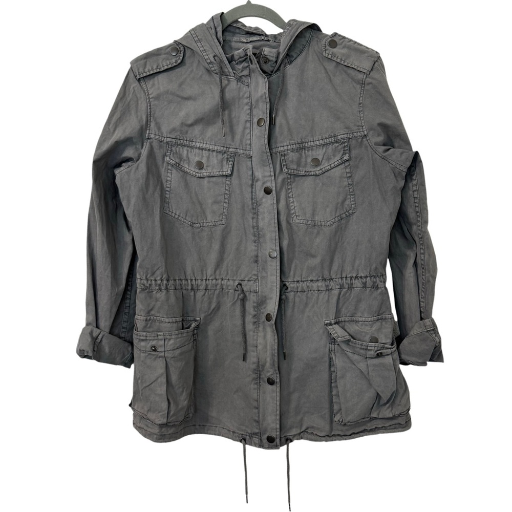 Blanc Noir Utility Jacket M Gray Hooded Drawstring Grunge Military Bella Swan
